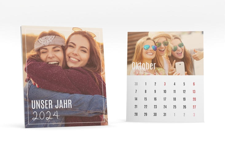 Foto-Tischkalender Zeitpunkt Kalenderblatt-Karte beige hochglanz