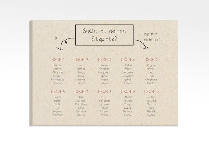 Sitzplan Leinwand Hochzeit Entscheidung 70 x 50 cm Leinwand beige