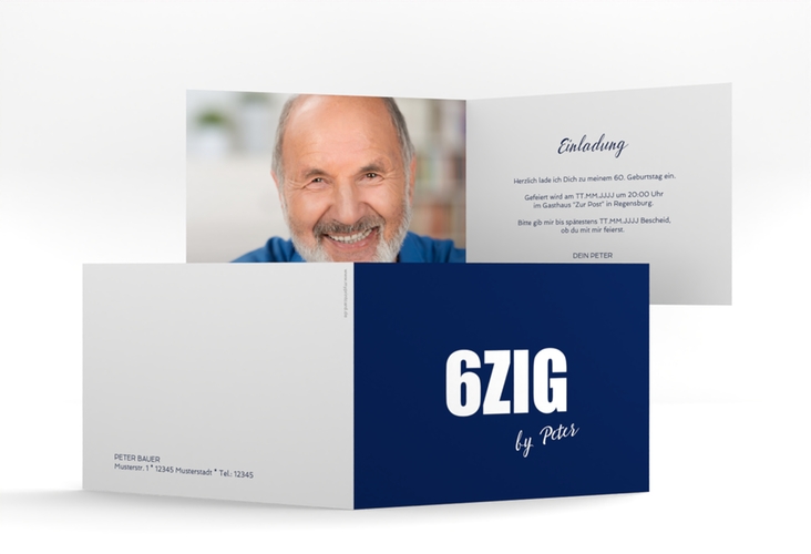 Einladung 60. Geburtstag Zig A6 Klappkarte quer