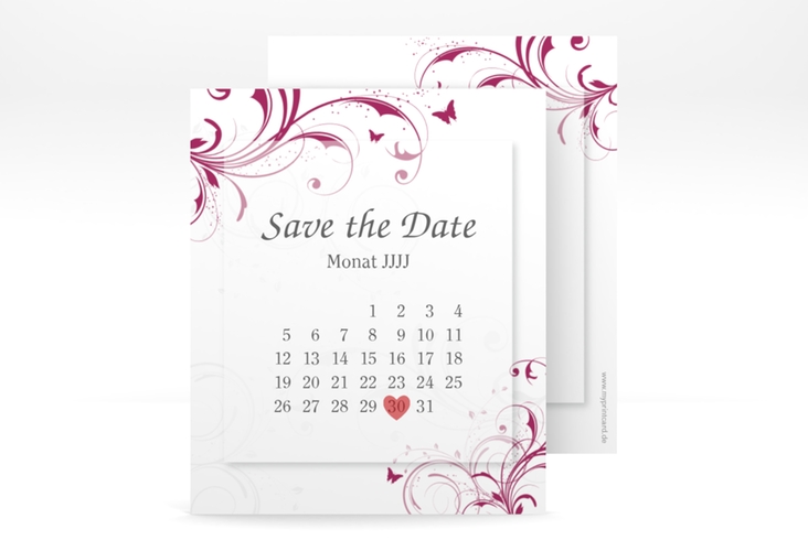 Save the Date-Kalenderblatt Palma Kalenderblatt-Karte pink