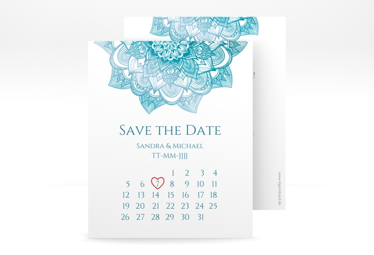 Save the Date-Kalenderblatt Delight Kalenderblatt-Karte tuerkis