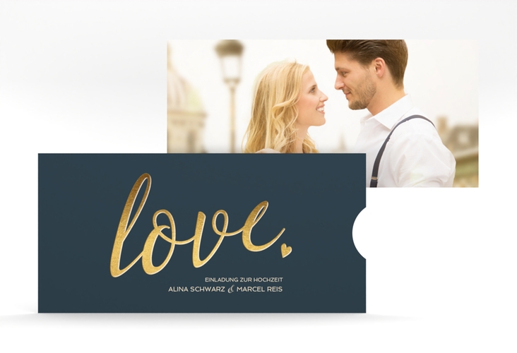 Hochzeitseinladung Glam Einsteckkarte blau