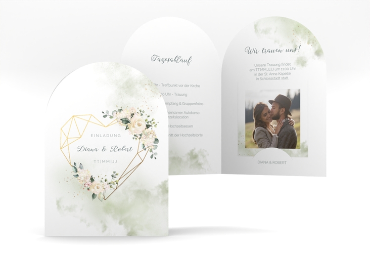 Einladungskarte Hochzeit Adore A6 Bogen-Klappkarte + Foto hochglanz