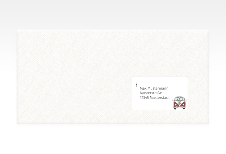 Empfängeretikett Hochzeit Hochzeitsbulli 63,5 x 38,1 mm rot