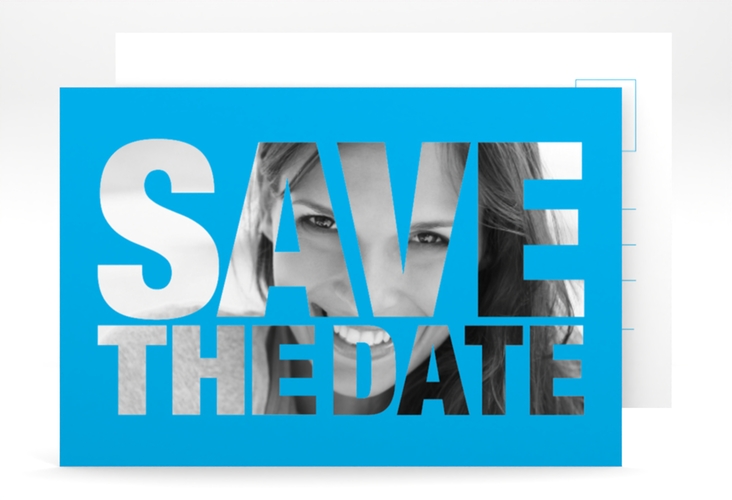 Save the Date-Postkarte Geburtstag Numbers A6 Postkarte blau hochglanz