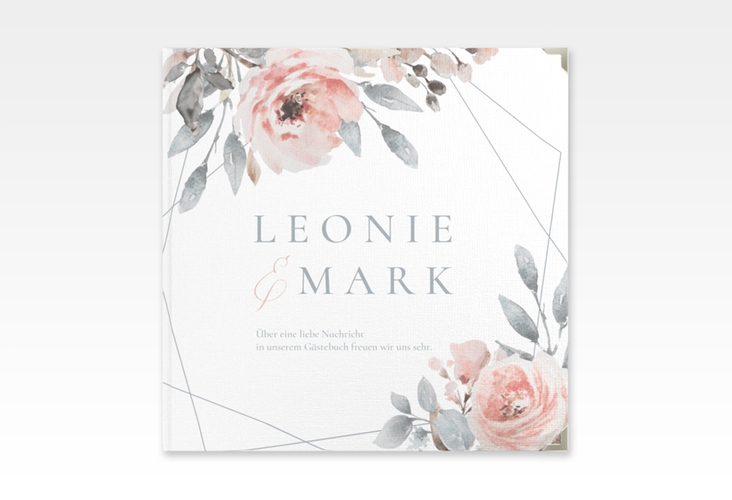 Gästebuch Selection Hochzeit Perfection Leinen-Hardcover weiss mit rosa Rosen