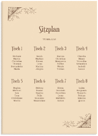Klick: Details zu Sitzplan Leinwand Hochzeit "Storybook" anzeigen Sitzplan Leinwand Hochzeit "Storybook" 50 x 70 cm Leinwand beige
