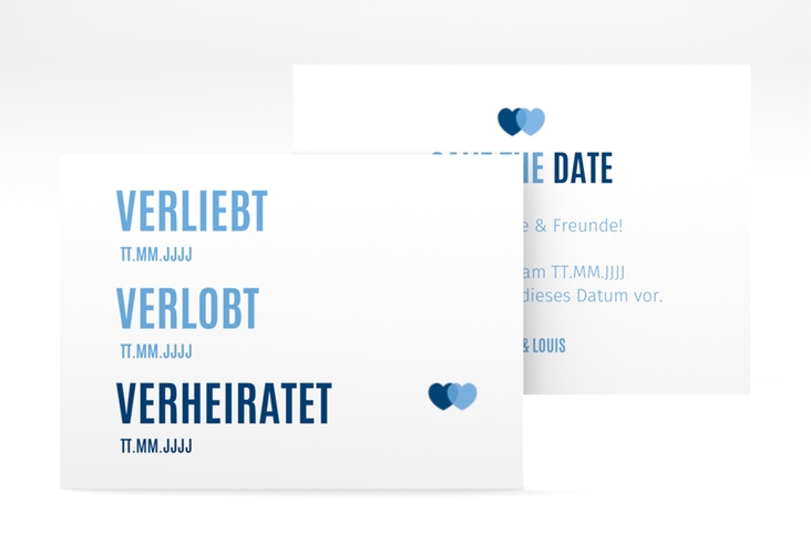 Save the Date-Visitenkarte Couple Visitenkarte quer blau