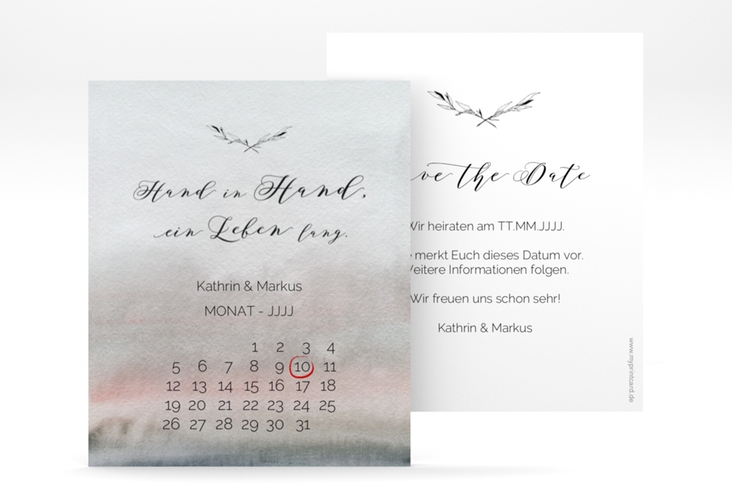 Save the Date-Kalenderblatt Divine Kalenderblatt-Karte grau