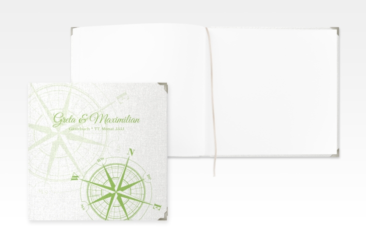 Gästebuch Selection Hochzeit Windrose Leinen-Hardcover gruen