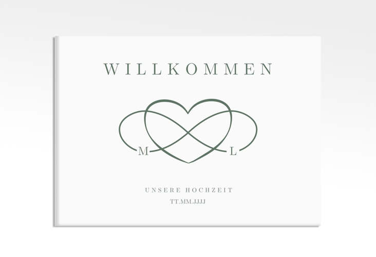 Willkommensschild Leinwand Infinity 70 x 50 cm Leinwand gruen