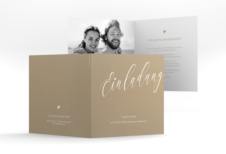 Hochzeitseinladung Kalligrafie quadr. Klappkarte