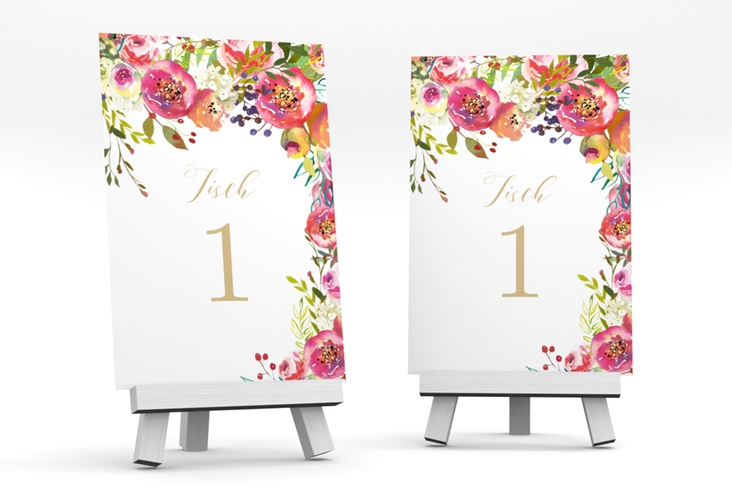 Tischnummer Hochzeit Flowerbomb Tischaufsteller weiss