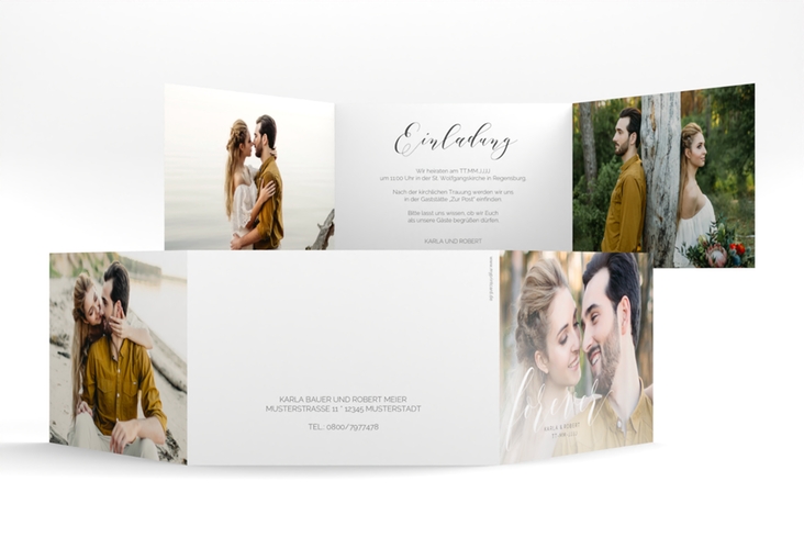 Hochzeitseinladung Promise A6 Doppel-Klappkarte weiss hochglanz