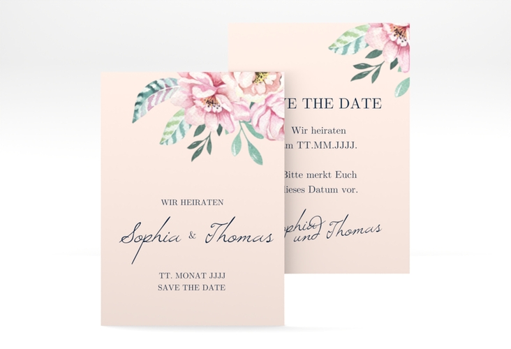 Save the Date-Visitenkarte Blooming Visitenkarte hoch rosa