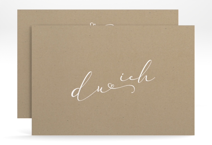 Save the Date-Karte Zweisamkeit A6 Karte quer Kraftpapier hochglanz im minimalistischen Stil mit Aufschrift du & ich