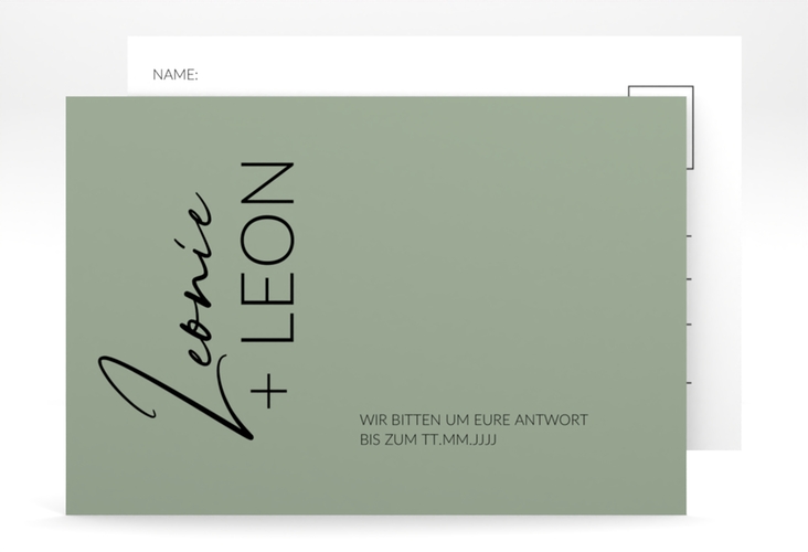Antwortkarte Hochzeit Your Name A6 Postkarte gruen