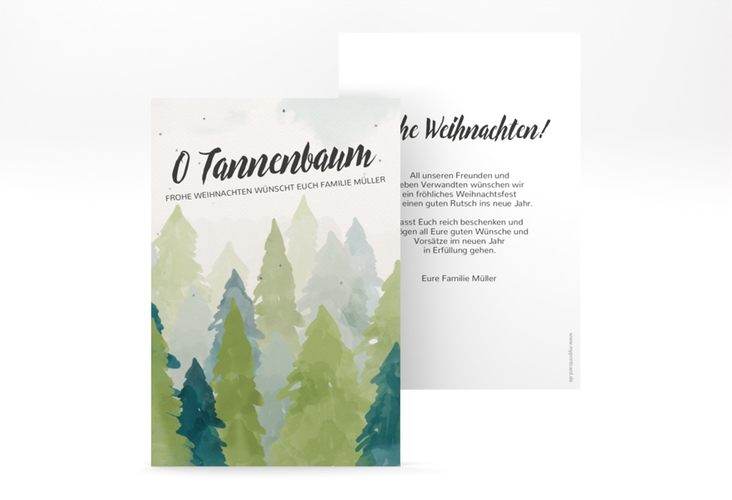 Weihnachtskarte Tannenwald A6 Karte hoch hochglanz