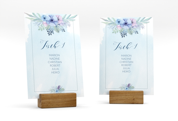 Tischaufsteller Hochzeit Surfinia Tischaufsteller blau