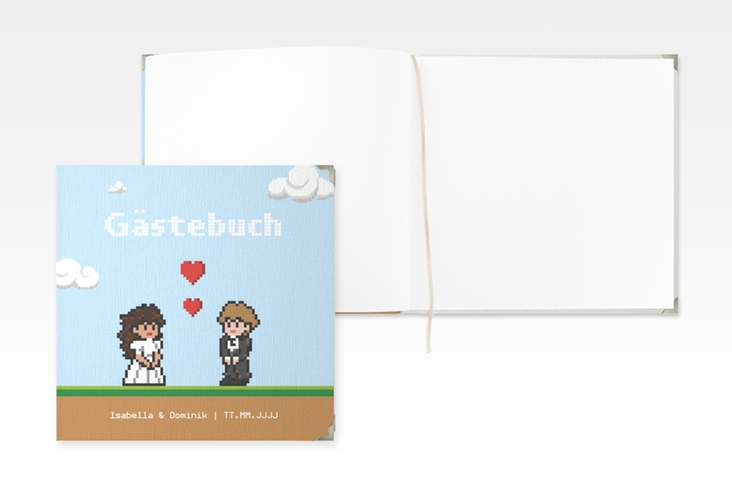 Gästebuch Selection Hochzeit "Pixel" Leinen-Hardcover bunt