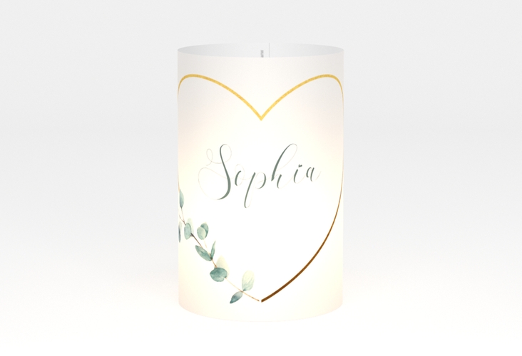 Windlicht Hochzeit Greenheart Windlicht gold mit elegantem Herz und Eukalyptus-Zweig