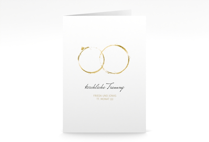 Kirchenheft Hochzeit Trauringe A5 Klappkarte hoch minimalistisch gestaltet mit zwei Eheringen