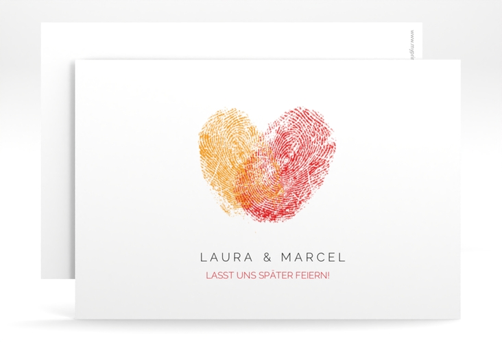 Change the Date-Karte Fingerprint A6 Karte quer rot schlicht mit Fingerabdruck-Motiv