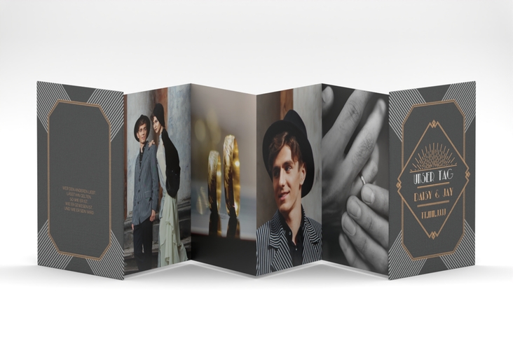 Foto-Leporello Hochzeit Gatsby Leporello schwarz im 20er-Jahre-Stil