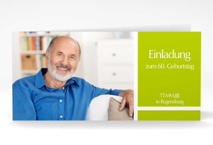 Einladung 60. Geburtstag Gerd/Gerda lange Klappkarte quer mit Foto