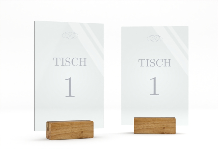Tischnummer Acryl Hochzeit Infinity Tischaufsteller Acryl grau