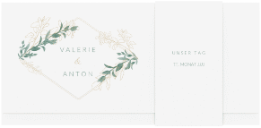 Klick: Details zu Hochzeitseinladung "Verde" anzeigen Hochzeitseinladung "Verde" DIN lang Wickelfalz weiss