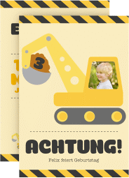 Klick: Details zu Einladungskarte Kindergeburtstag "Bagger" anzeigen Einladungskarte Kindergeburtstag Bagger