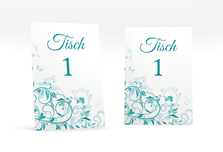 Tischnummer Hochzeit Lilly Tischaufsteller tuerkis