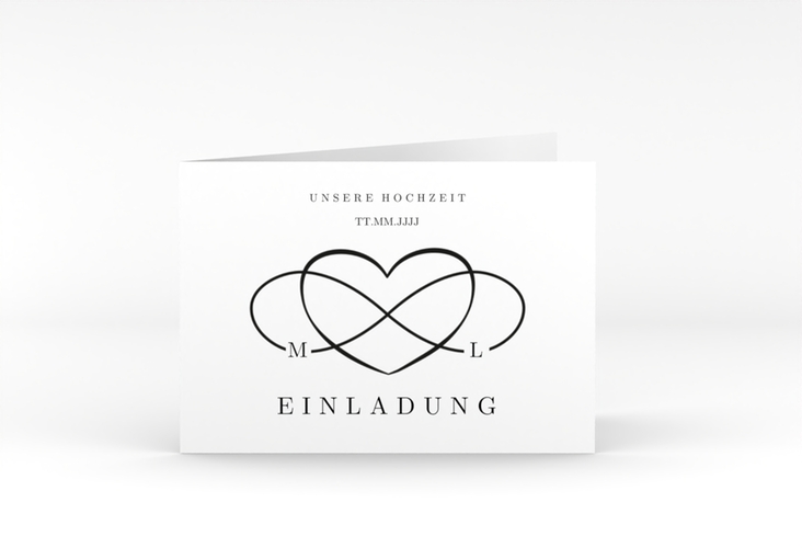 Hochzeitseinladung Infinity A6 Klappkarte quer schwarz