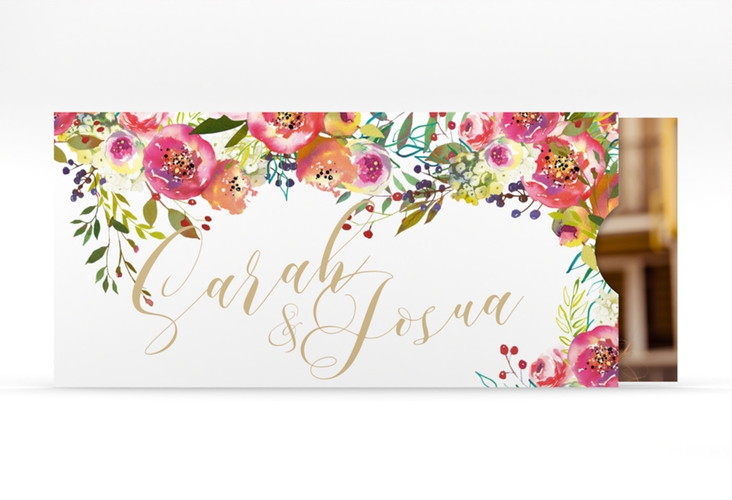 Hochzeitseinladung Flowerbomb Einsteckkarte weiss