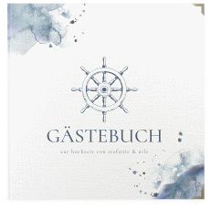 Gästebuch Selection Hochzeit Steuerrad Leinen-Hardcover blau in maritimen Blautönen