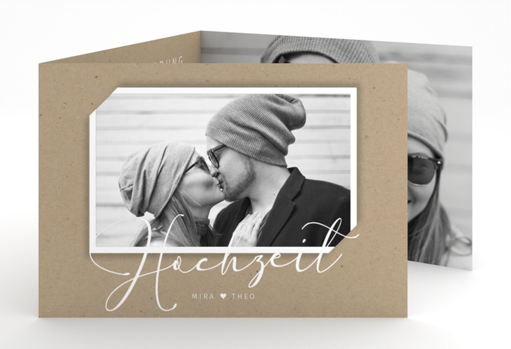 Hochzeitseinladung Crafty A6 Doppel-Klappkarte hochglanz mit Schwarzweiß-Foto
