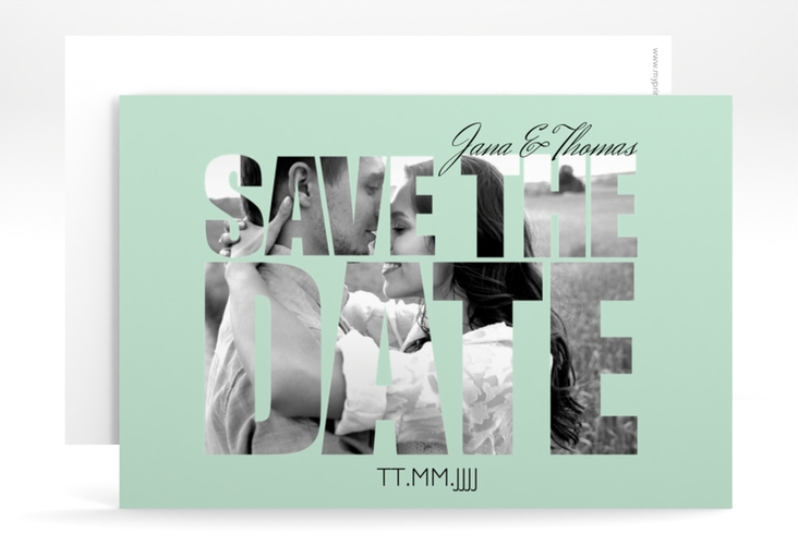 Save the Date-Karte Hochzeit Letters A6 Karte quer mint hochglanz