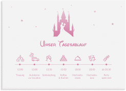 Klick: Details zu Tagesablauf Leinwand Hochzeit "Castle" anzeigen Tagesablauf Leinwand Hochzeit Castle 70 x 50 cm Leinwand rosa