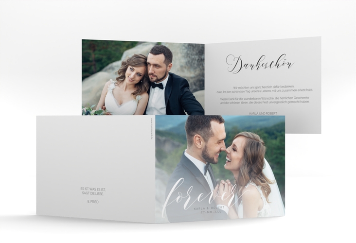 Danksagungskarte Hochzeit Promise A6 Klappkarte quer weiss