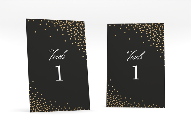Tischnummer Hochzeit Glitter Tischaufsteller schwarz hochglanz