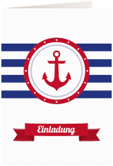 Klick: Details zu Einladung 80. Geburtstag "Ahoi" anzeigen Einladung 80. Geburtstag Ahoi A6 Klappkarte hoch blau