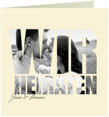 Hochzeitseinladung Letters quadr. Klappkarte beige