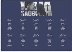 Sitzplan Leinwand Hochzeit Letters 70 x 50 cm Leinwand blau