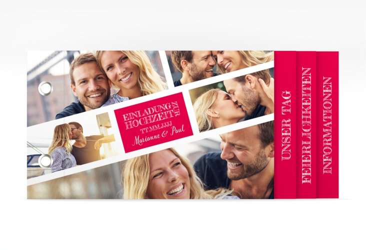 Hochzeitseinladung Rise Booklet pink hochglanz