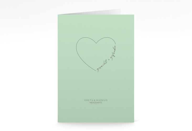 Menükarte Hochzeit Lebenstraum A5 Klappkarte hoch mint