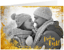 Weihnachtskarte Glitzerfest A6 Klappkarte quer gold