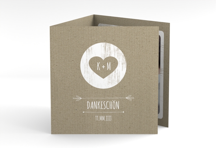 Dankeskarte Hochzeit Shabby quadr. Doppel-Klappkarte Kraftpapier