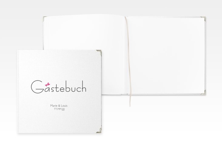 Gästebuch Selection Hochzeit Twohearts Leinen-Hardcover pink