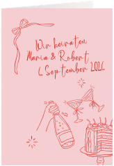 Klick: Details zu Einladungskarte Hochzeit "Doodle" anzeigen Einladungskarte Hochzeit Doodle A6 Klappkarte hoch rosa